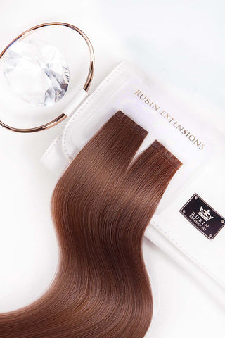 Extensions kératine Mèches de cheveux acajou-Brun Ligne Premium