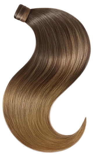 Rubin Extensions Queue de cheval 100% cheveux naturels 56cm-Brun Chocolat Foncé & Caramel Brun Clair
