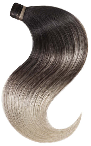 EXTENSIONS DE LUXE QUEUE DE CHEVAL Sombre Noir & Blond argenté