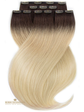 Extensions à clips Rubin–100 % cheveux humains–Beige foncé–Diamond Line