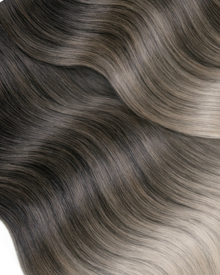 EXTENSIONS À CLIPS BALAYAGE OMBRÉ DE LUXE Noir & Blond argenté